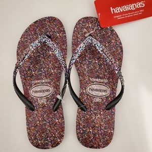 NWT Lilac Glitter Havaianas Slippers Size 6